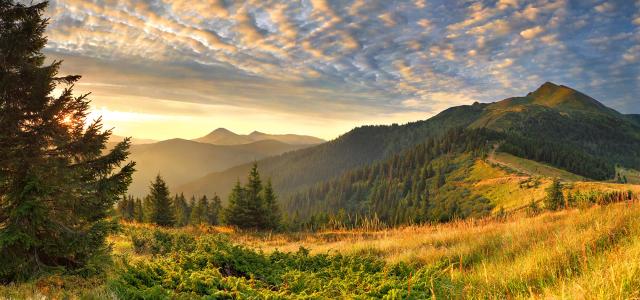 Colorful sunset on top of mountain