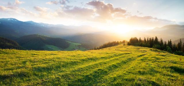 Sunset in the mountain valley
